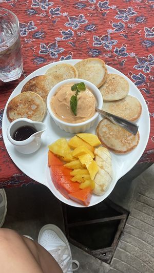 Pancakes with sorbet & fruit - refreshing   at Cafe Zen in Negombo