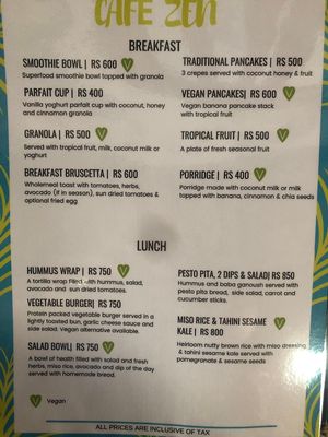 Menu : May 2019  at Cafe Zen in Negombo