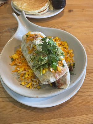 Vegan breakfast burrito with the works  at The Wild Plum Cafe in Monterey
