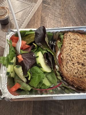 Sandwich and side salad   at The Green Bean Cafe in New York City