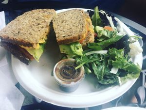 Grilled Cheese with tomatoe and avacado at The Green Bean Cafe in New York City