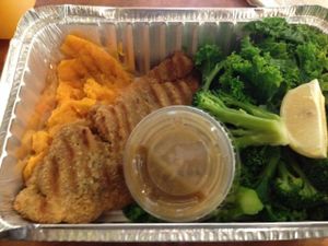 tempeh with smashed sweet potatoes  at The Green Bean Cafe in New York City