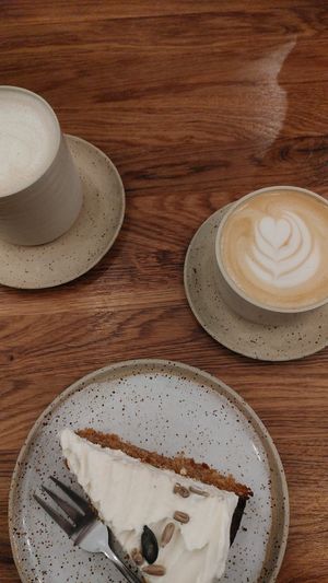 Chai Latte and Cappuccino (both with oatmilk) at Timm's Café in Darmstadt