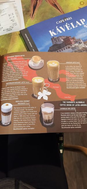 Menu at Cafe Frei in Budapest