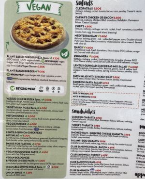 Menu Vegan  at Pizza Fan in Crete
