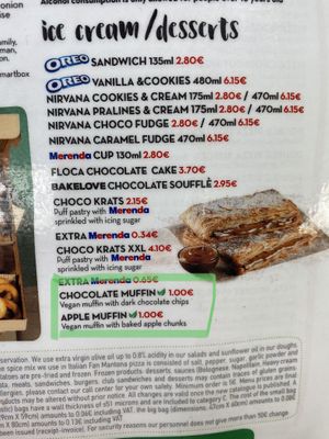 Desserts - 2 vegan options  at Pizza Fan in Crete