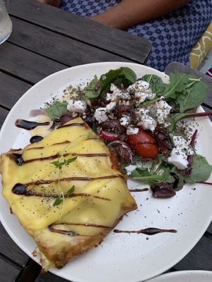Vegan Lasagne with salad and vegan feta   at Café Holmgången in Malmo