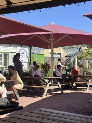Sitting area outside  at Slottsträdgårdens Kafé in Malmo