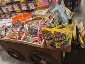 Dried snacks at Water Drop Vege Cafe at Fo Guang Shan Temple in Auckland