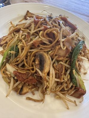 N7 fried noodles with tofu and bean sprouts  at Water Drop Vege Cafe at Fo Guang Shan Temple in Auckland