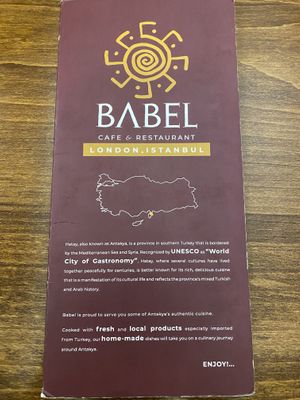 Menu at Babel Cafe in Istanbul
