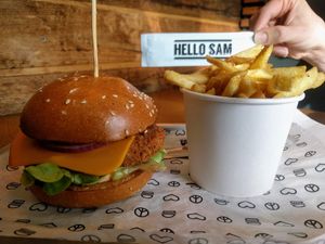 Vegan chicken sandwich at Hello Sam in South Yarra