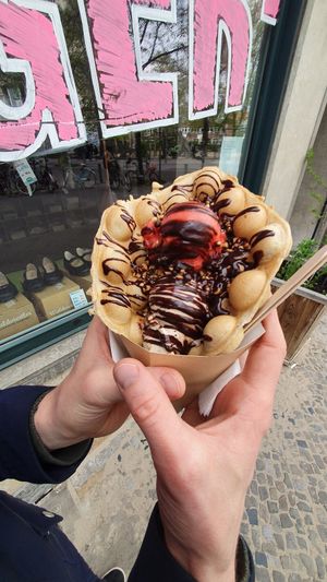 Waffle with ice cream at Katchi Ice Cream - Savignyplatz in Berlin