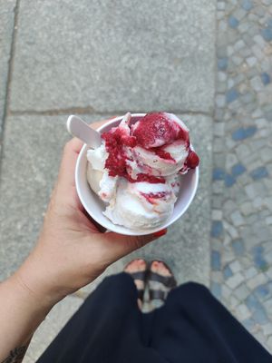 Macadamia-Cherry, Sticky Coco, Peanutbutterg-Cookie at Katchi Ice Cream - Savignyplatz in Berlin