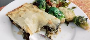 Vegan spanakopita and brussel sprouts and pecan ... Do not really recommend either one of them at Whole Foods Market - Stonewall St in Charlotte