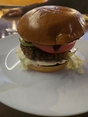Vegan burger at Satsanga in Sofia
