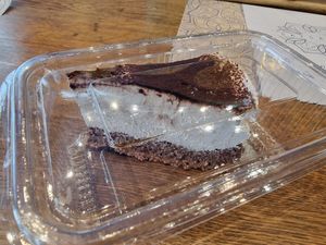 Lemon cream cake, vegan at Satsanga in Sofia