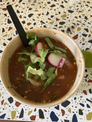 Pozole at Cien 100% Naturalisimo in Berwyn