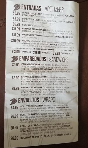 Appetizers,  Sandwiches, Wraps to go at Cien 100% Naturalisimo in Berwyn