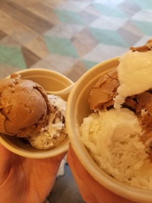Multiple vegan ice cream flavors at New City Microcreamery in Cambridge