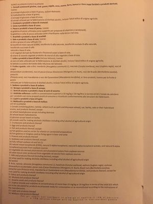 Allergy list, everything on the menu is marked with what it contains at Zass in Positano