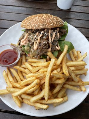 Philly cheesesteak bagel  at Argi in Kensington