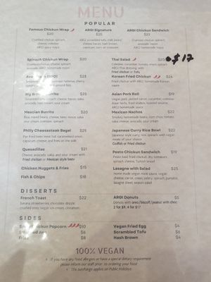 Menu September 2023 at Argi in Kensington