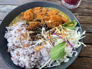 Japanese curry bowl with “chick’un"  at Argi in Kensington