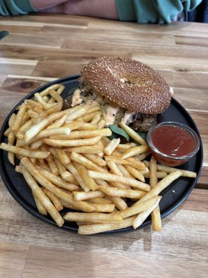 Philly Cheesesteak Bagel and chips  at Argi in Kensington
