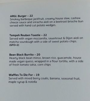 Argi menu at Argi in Kensington