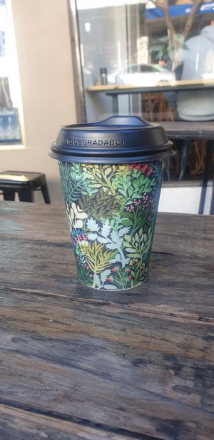 Coffee in a cute cup (during the Covid days of no keep cups) at Argi in Kensington