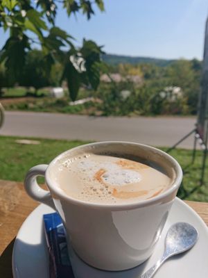 Café au lait végétal (soy) at O'Resto in Quinson