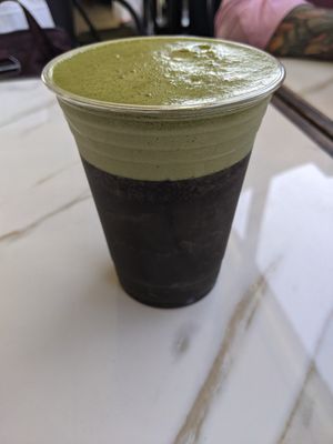 Matcha with blueberry and coconut water at Nature's Corner Cafe in West Palm Beach