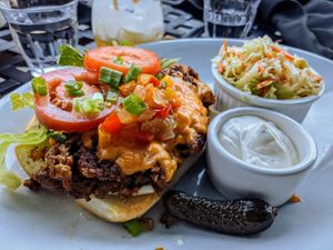 chop cheese burger at Life on Mars in Seattle