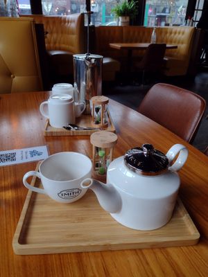 Tea and coffee served with cute timers! at Life on Mars in Seattle