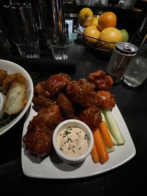 BBQ Cauliflower Wings with Bleu Cheez dip  at Life on Mars in Seattle