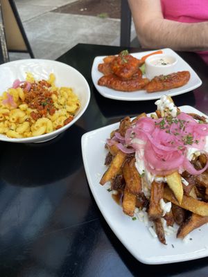 Disco fries, chick’un tenders, Mac and chorizo   at Life on Mars in Seattle