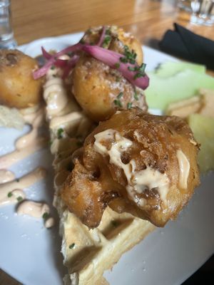 Chick’n waffles   at Life on Mars in Seattle