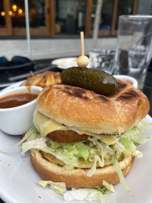 Fiery chick’n sandwich  at Life on Mars in Seattle