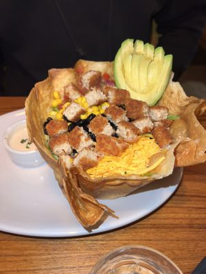 Taco salad with edible bowl  at Life on Mars in Seattle