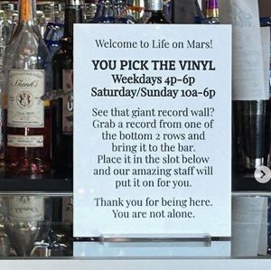 We created a sign for all of the people that wonder if the wall of vinyl is for decoration. It is not. It’s there for you to play the records you want to hear when you roll throu at Life on Mars in Seattle