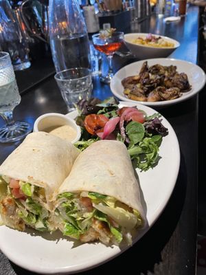 Caesar wrap, Brussels sprouts, mac and cheese  at Life on Mars in Seattle