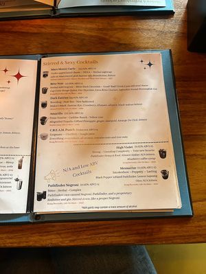 Cocktails menu  at Life on Mars in Seattle