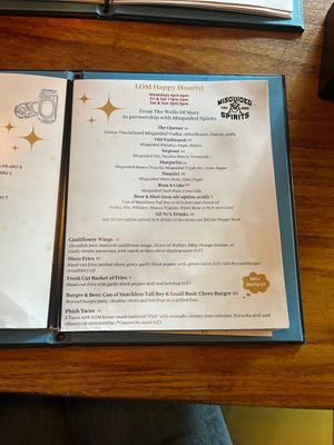 Happy hour menu  at Life on Mars in Seattle