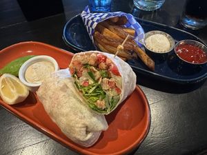 Chick’n Caesar Wrap and a side of fries at Life on Mars in Seattle