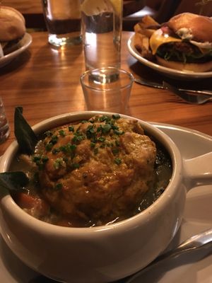Savory pot pie with pumpkin biscuit  at Life on Mars in Seattle