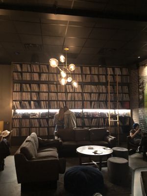 Wall of albums at Life on Mars in Seattle