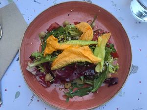 Vegan Greek salad at Irma in Rome
