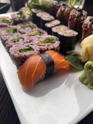 Salmon nigiri  at Tiger Club Vegan Sushi in Berlin