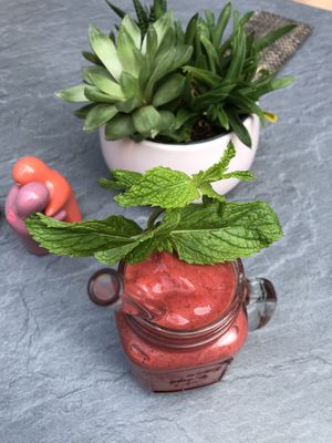 Pink Tiger smoothie. at Tiger Club Vegan Sushi in Berlin